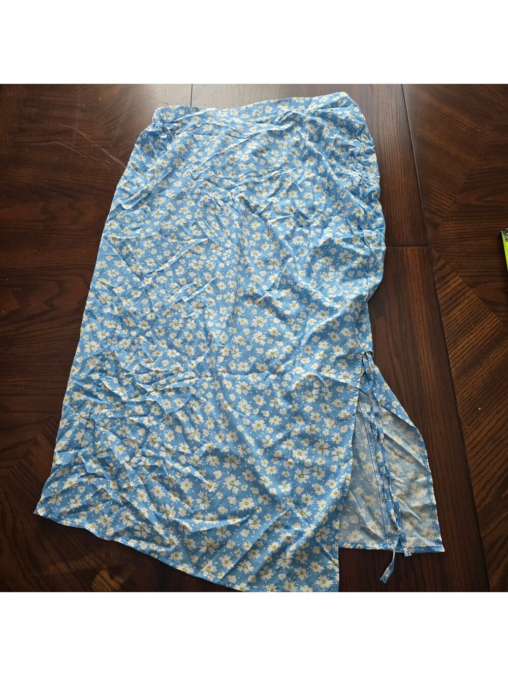 Shein blue floral wrap skirt 1XL breezy midi style